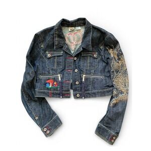 RARE! People 4 Peace Embroidered Denim Jacket, Large, Boho, Unique, Hippy, Y2K